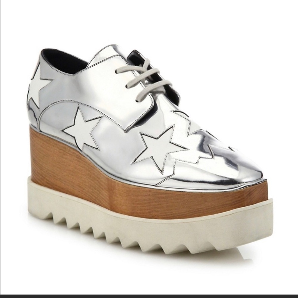 stella mccartney elyse platform shoes white silver sz 39